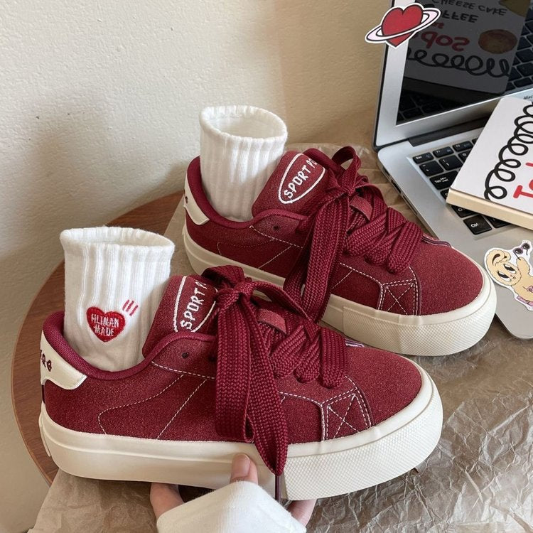 Damen sportive Sneakers mit dicker Sohle und atmungsaktiver Obermaterialkombination Heidi-Mode