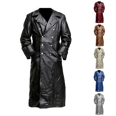 Herren Eleganter langer Trenchcoat aus hochwertigem Material Heidi-Mode