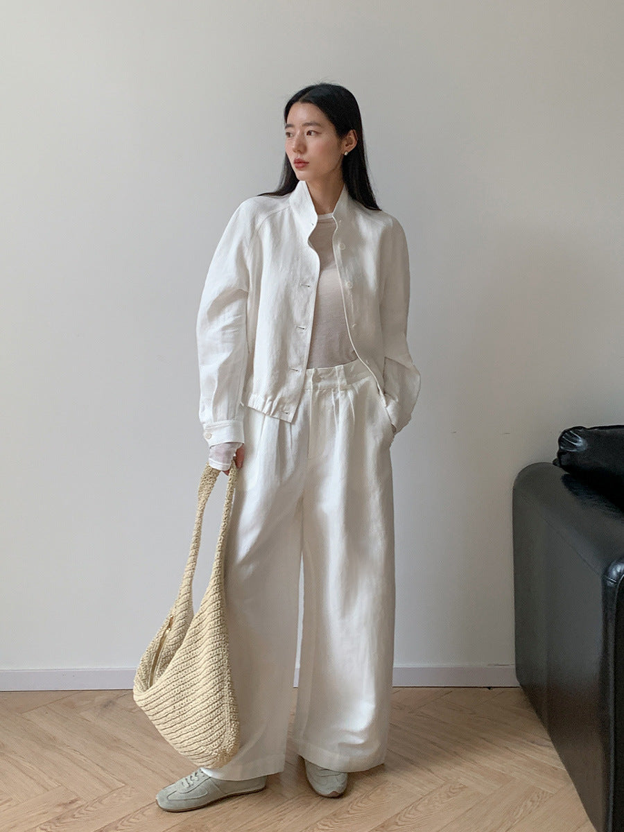 Damen lässige Jacke mit Knopfleiste und elastischem Bund Heidi-Mode