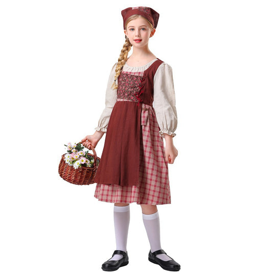 Damen Trachtenkleid mit romantischen Rüschendetails und floralem Oberteil Heidi