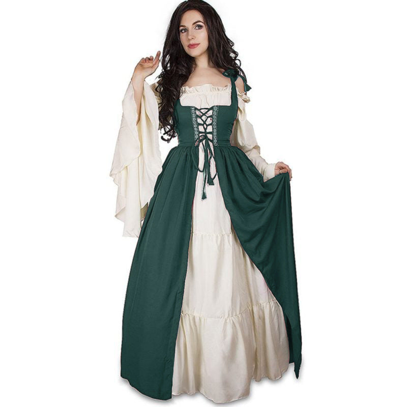Damen historisches Kleid mit romantischem V-Ausschnitt und voluminösen Ärmeln Heidi