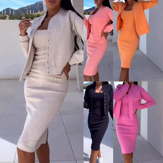 Damen modischer Sweatkleid und Jacke Set Heidi-Mode