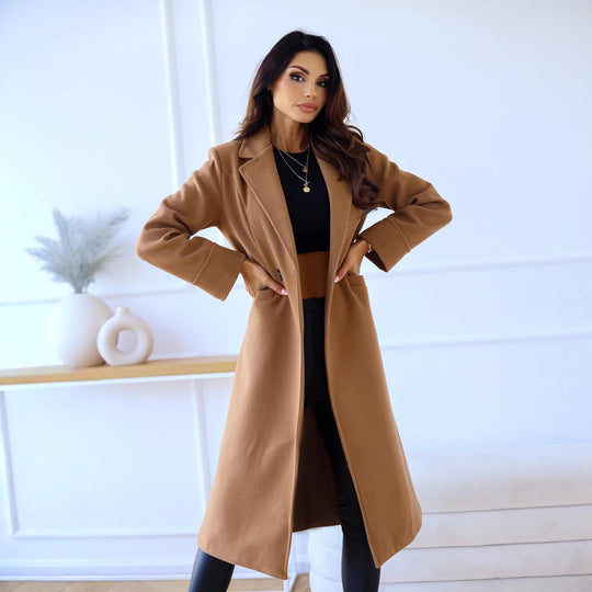 Damen Eleganter Wollmantel mit klassischem Revers und zeitlosem Design Heidi-Mode