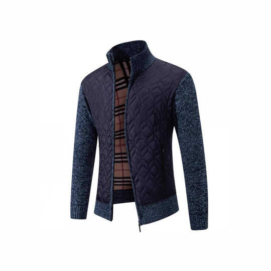 Herren Steppjacke mit hohem Kragen und eleganter Strickästhetik Heidi-Mode