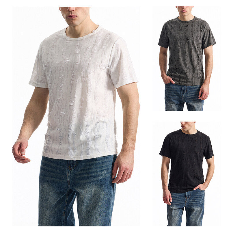 Herren T-Shirt mit einzigartigem Design und strukturierten Stoff Heidi-Mode