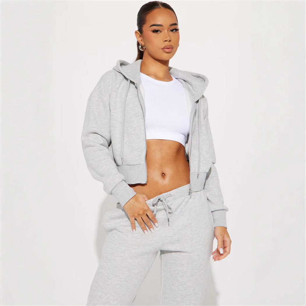 Damen Sportliches Freizeit-Loungewear-Set mit cropped Oberteil und bequemer Hose Heidi-Mode