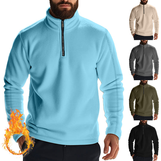 Herren Fleece-Kapuzenpullover mit halbem Reißverschluss Heidi-Mode
