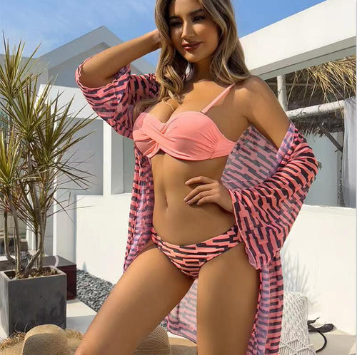 Damen Bikiniset mit raffiniertem Wickel-Design und modischem Kimono Heidi-Mode