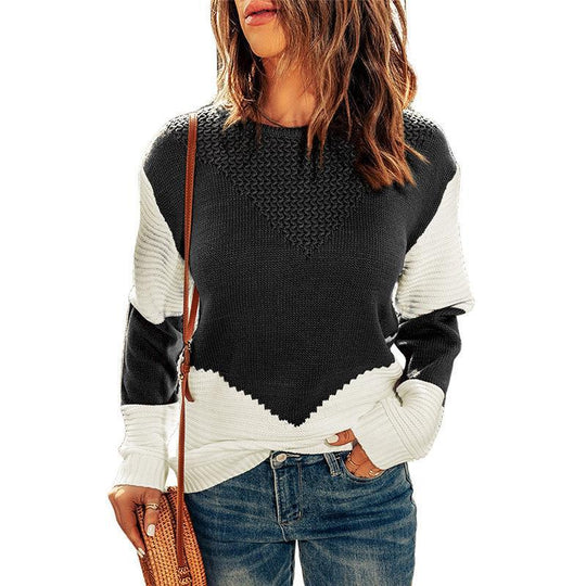 Damen modischer Strickpullover mit modernen Farbkombinationen und strukturierter Optik Heidi-Mode