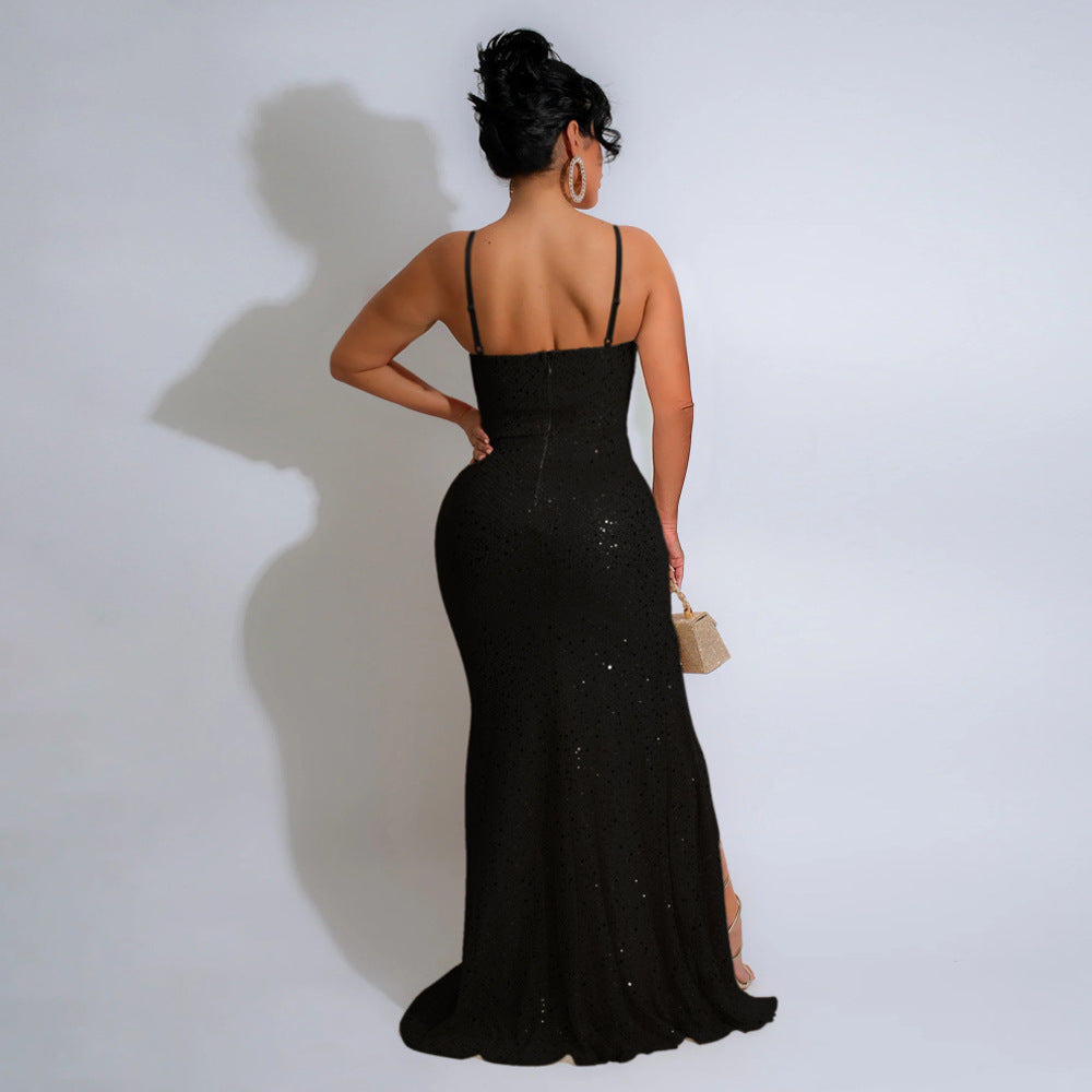 Heidi-Mode | Pailletten Sling Kleid Gastgeber Cocktail Sexy Abendkleid