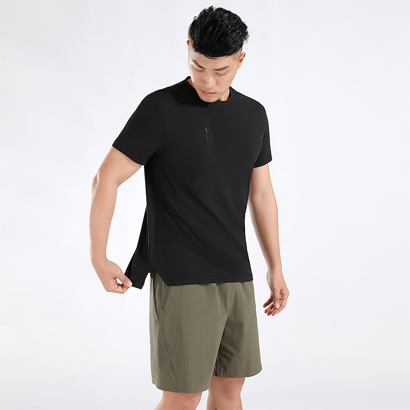 Herren Sport T-Shirt mit atmungsaktiven Eigenschaften und praktischem Reißverschluss Heidi-Mode