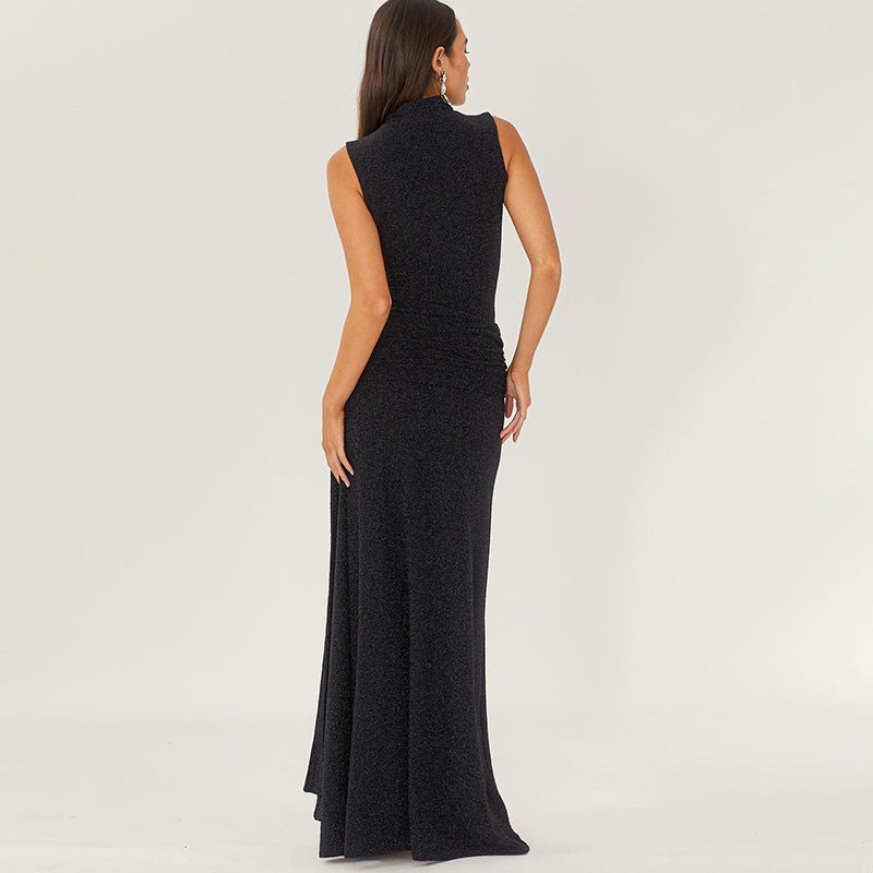 Damen Glitzerndes Maxikleid mit hohem Schlitz und elegantem Design Heidi-Mode