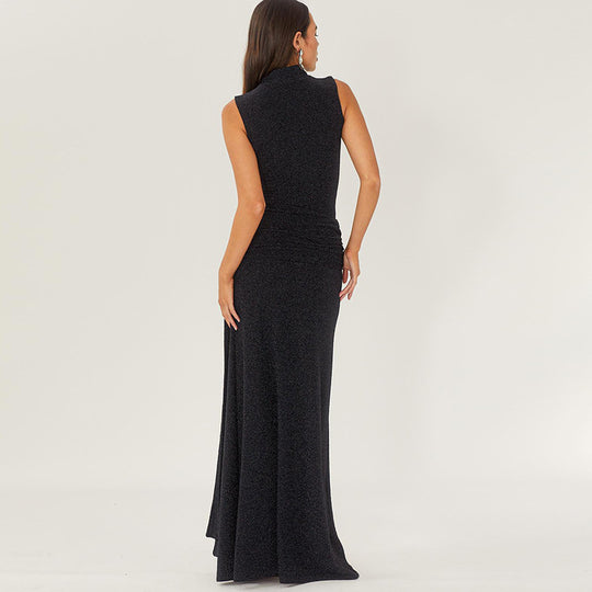 Damen Glitzerndes Maxikleid mit hohem Schlitz und elegantem Design Heidi-Mode