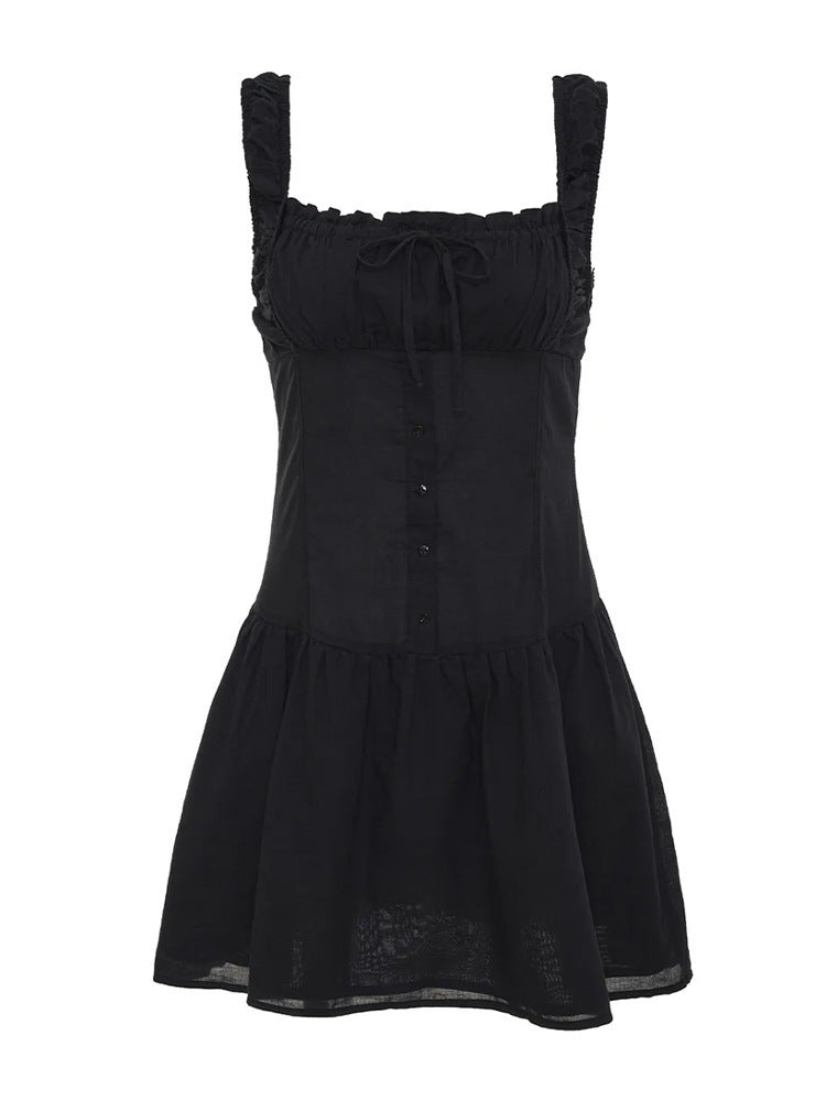 Damen Minikleid mit Rüschendetails und dekorativem Knoten Heidi-Mode