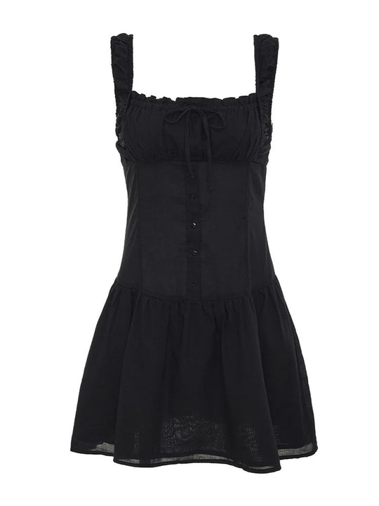 Damen Minikleid mit Rüschendetails und dekorativem Knoten Heidi-Mode