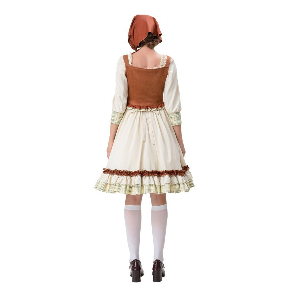 Damen historisches Trachtenkleid mit detailverliebt gestaltetem Oberteil und voluminösem Rock Heidi