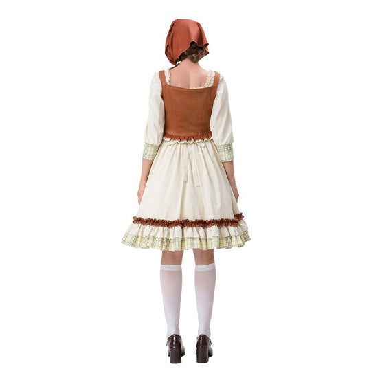 Damen historisches Trachtenkleid mit detailverliebt gestaltetem Oberteil und voluminösem Rock Heidi