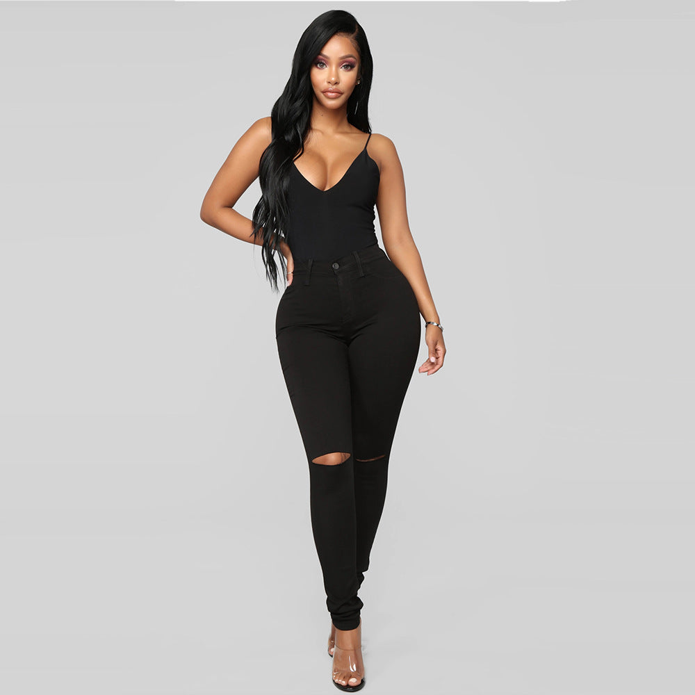 Damen High-Waist Jeans mit modischem Destroyed-Detail Heidi-Mode
