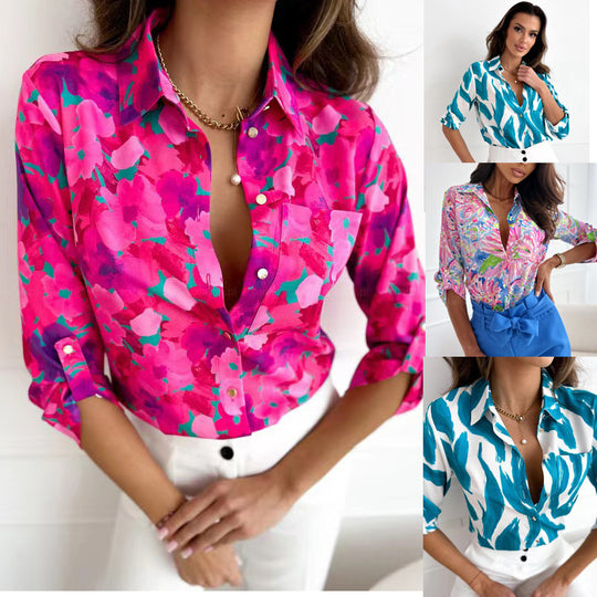 Damen Bluse mit floralen Akzenten und lässigem Schnitt Heidi-Mode