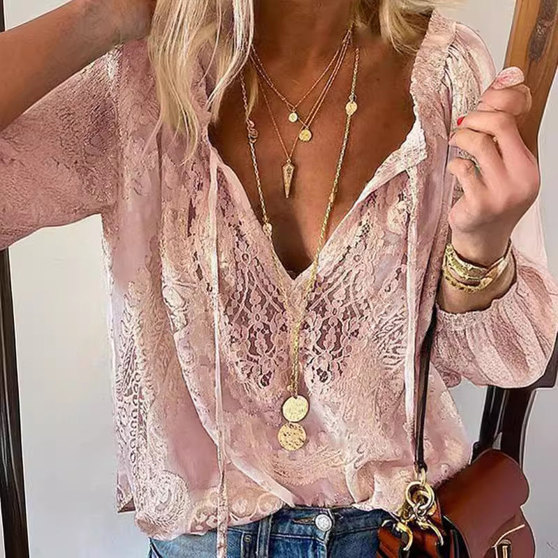 Heidi-Mode | Shirtbluse mit Spitze für Damen
