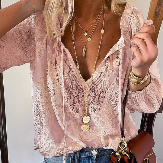 Heidi-Mode | Shirtbluse mit Spitze für Damen