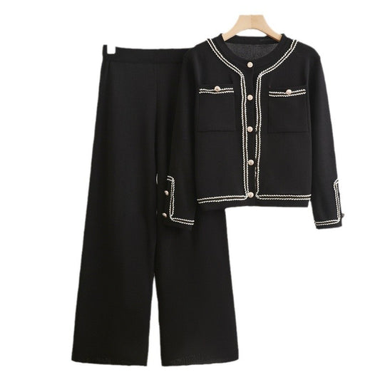 Damen elegantes Zweiteiler-Set mit strukturiertem Blazer und weitem Hosen Heidi-Mode