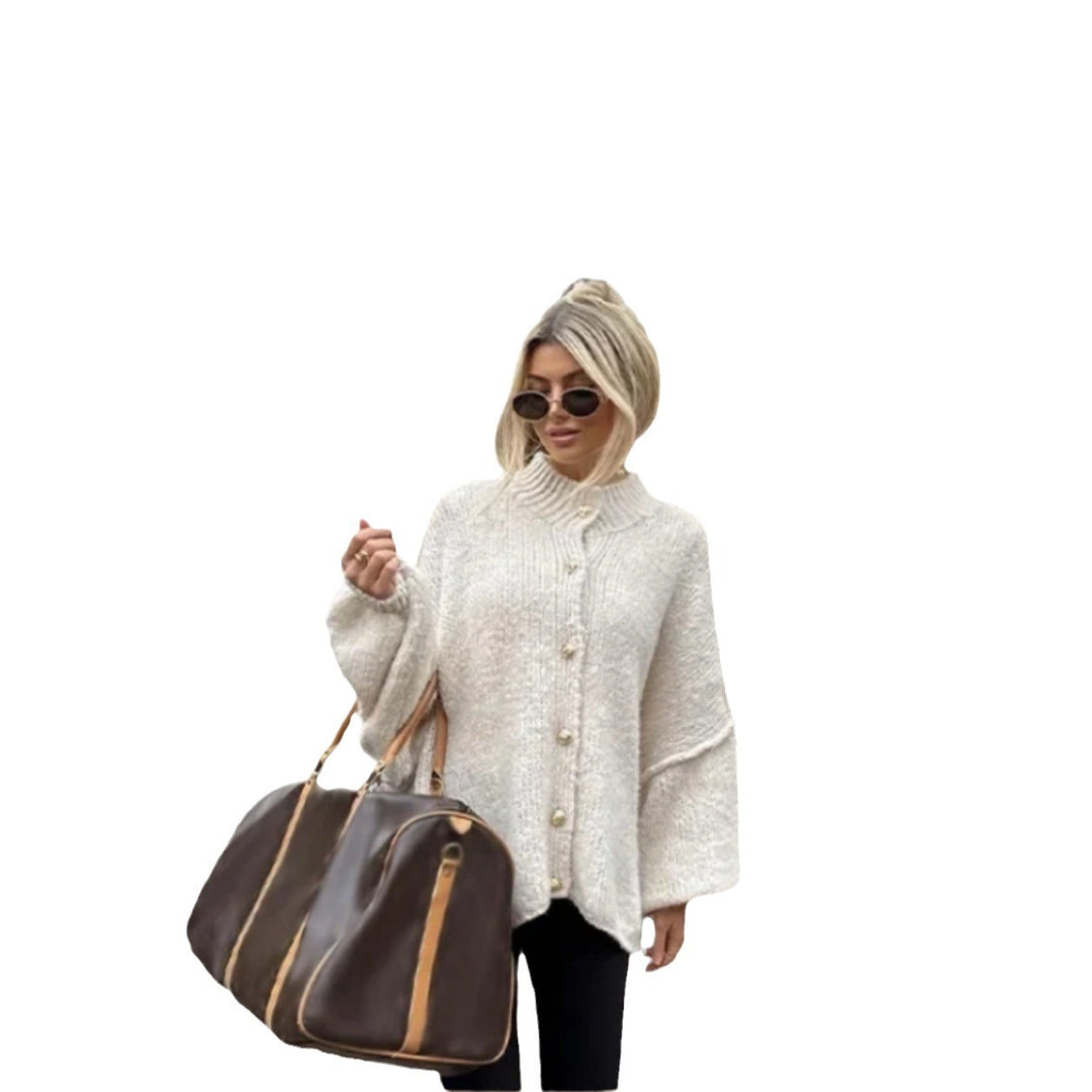Damen Strickjacke mit weiten Ärmeln und Knopfdetails Heidi-Mode
