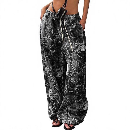 Damen Cargohosen mit hohem Bund und Allover-Muster Heidi-Mode