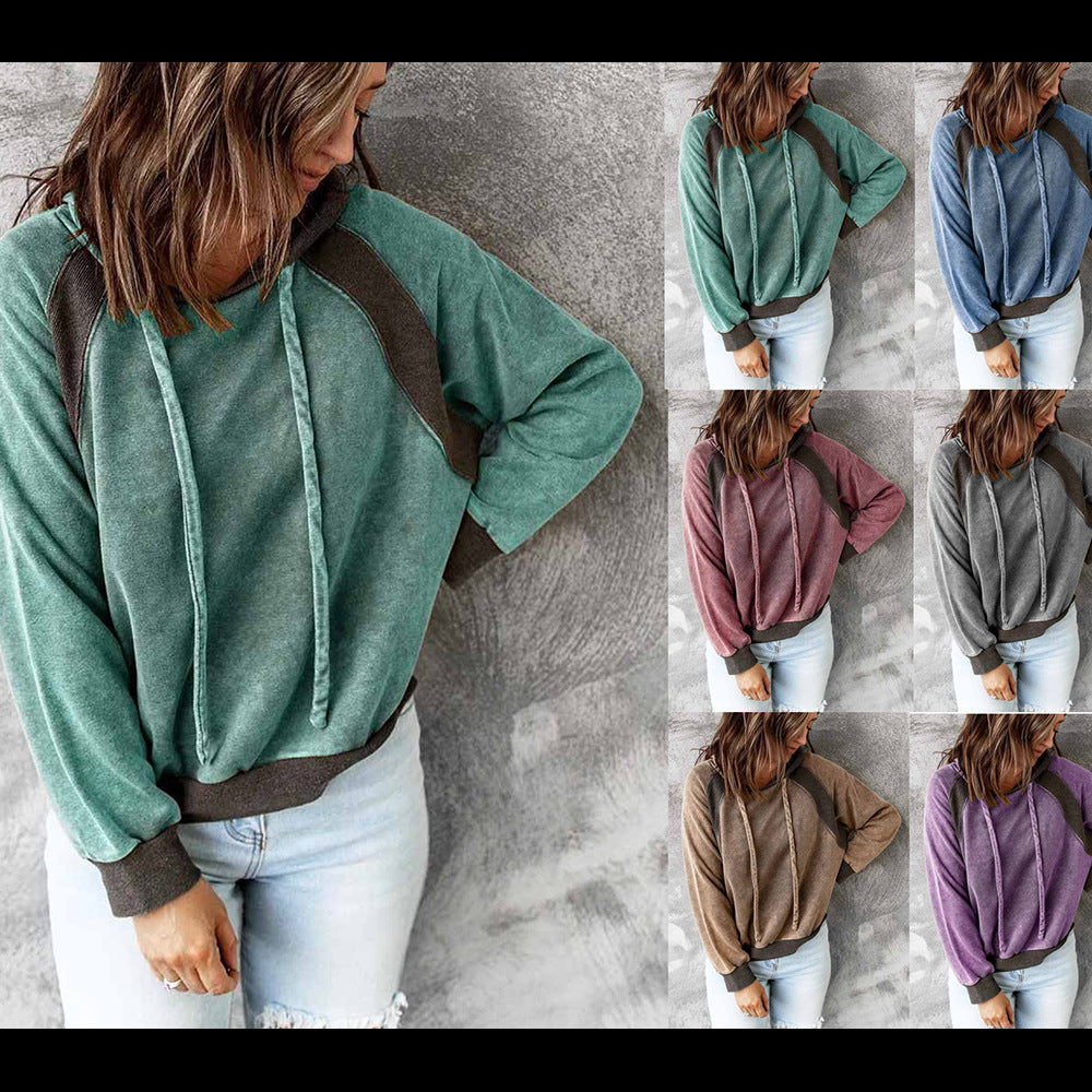 Damen lässiger Kapuzenpullover mit Raglanärmeln und bequemem Schnitt Heidi-Mode