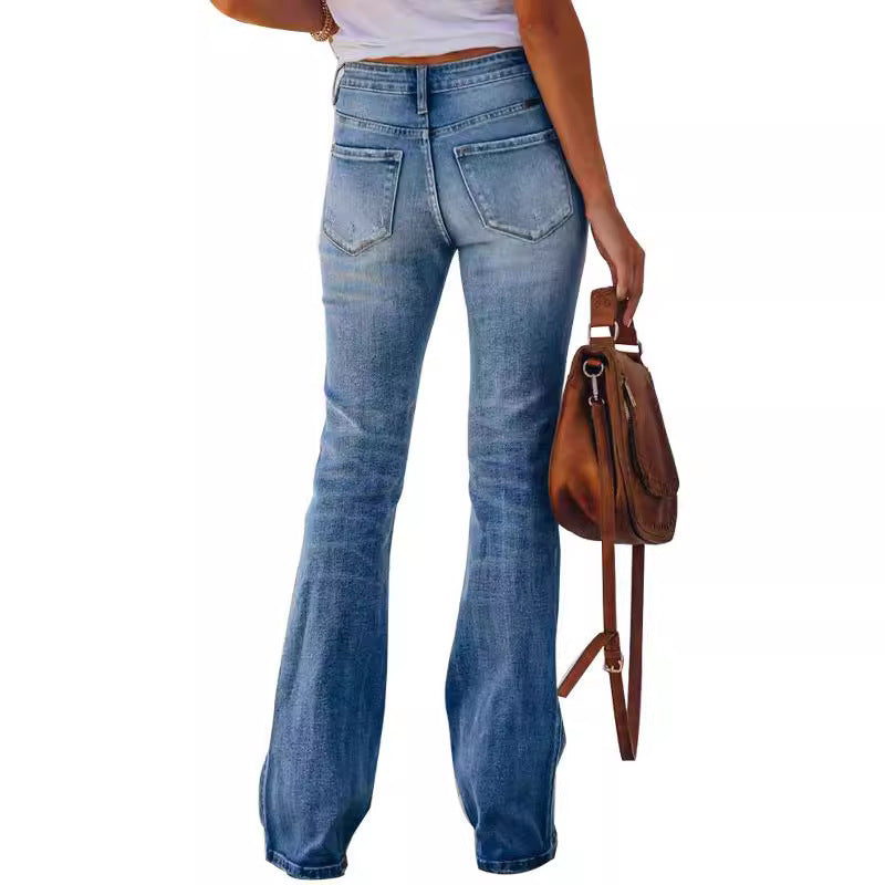 Damen Bootcut Jeans im lässigen Chic mit verkürztem Bein Heidi-Mode