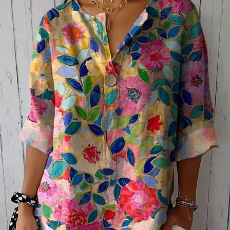 Damen Bluse aus leichten, atmungsaktiven Stoffen mit floralem Muster Heidi-Mode