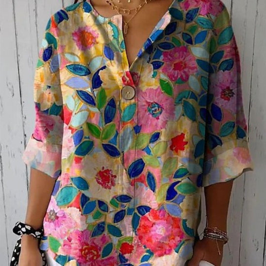 Damen Bluse aus leichten, atmungsaktiven Stoffen mit floralem Muster Heidi-Mode