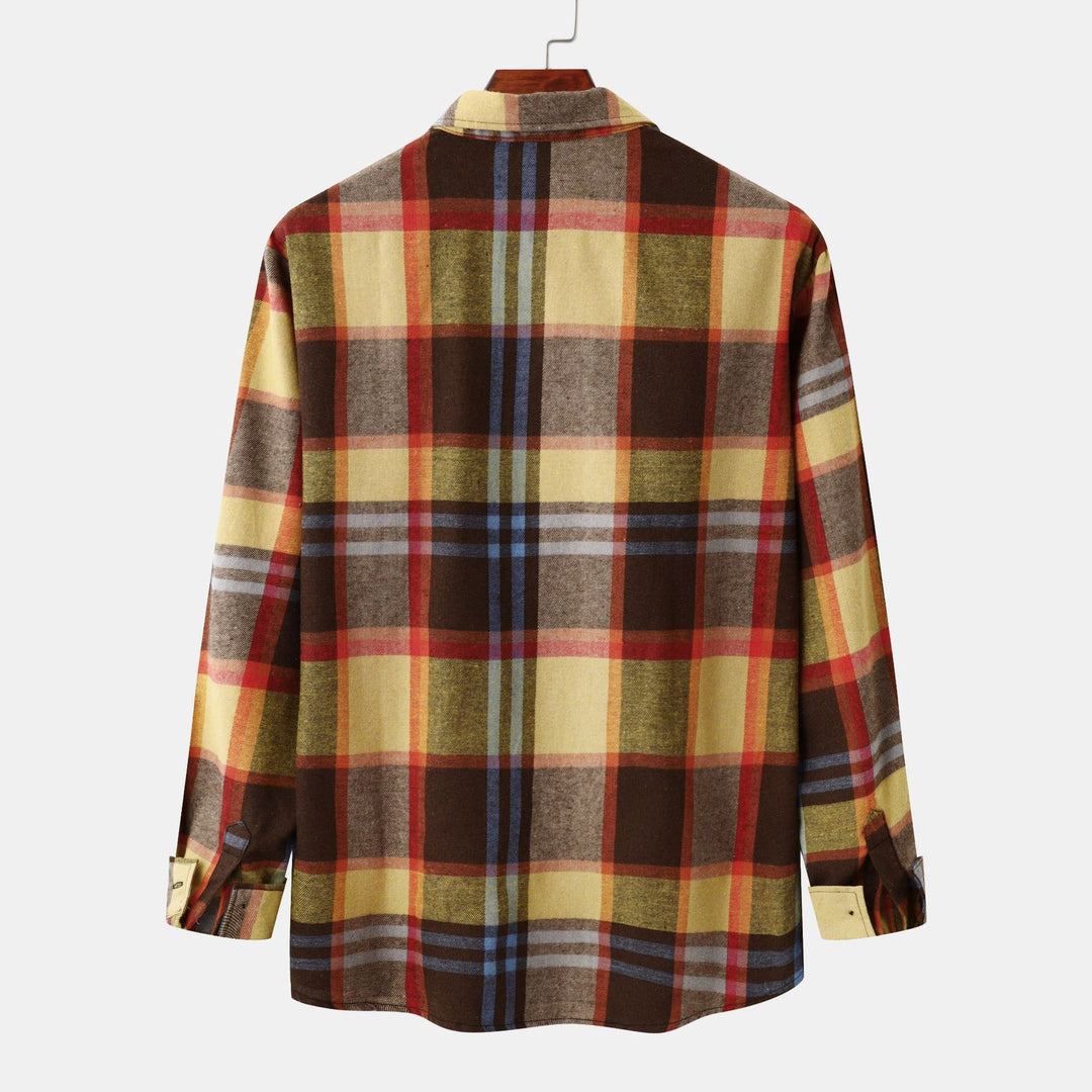 Herren Flanellhemd mit kariertem Muster und praktischen Taschen Heidi-Mode