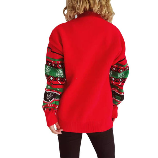 Damen festlicher Pullover mit weihnachtlichem Rentierdesign und lebhaften Farben Heidi-Mode