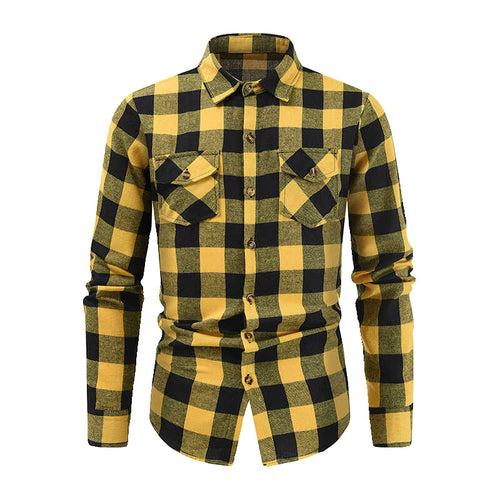 Herren klassisches Flanellhemden mit Karomuster und praktischen Brusttaschen Heidi-Mode