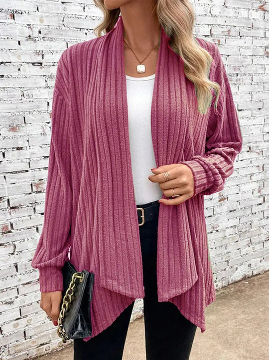 Damen angesagte Strickjacke mit strukturiertem Design und offenem Schnitt Heidi-Mode