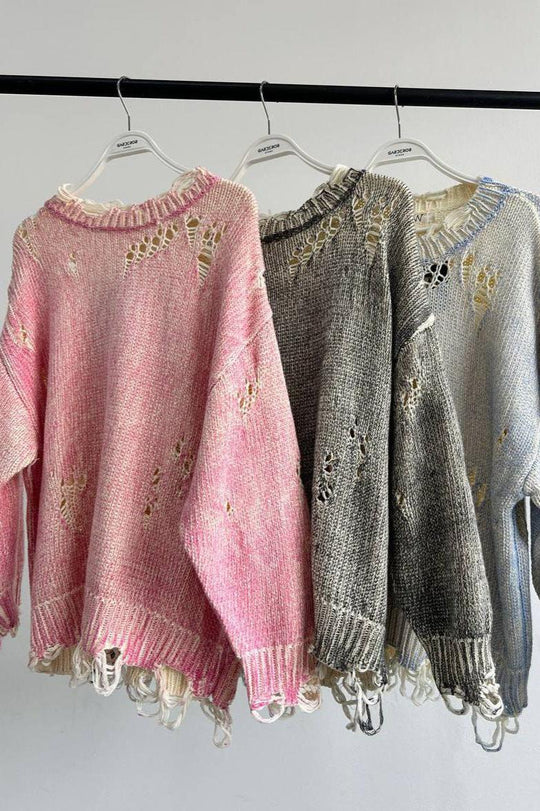 Heidi-Mode | Lockerer Lässiger Hohler Strickpullover Oberbekleidung