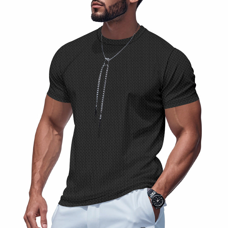 Herren Kurzarm T-Shirt mit strukturiertem Design und atmungsaktiver Baumwolle Heidi-Mode