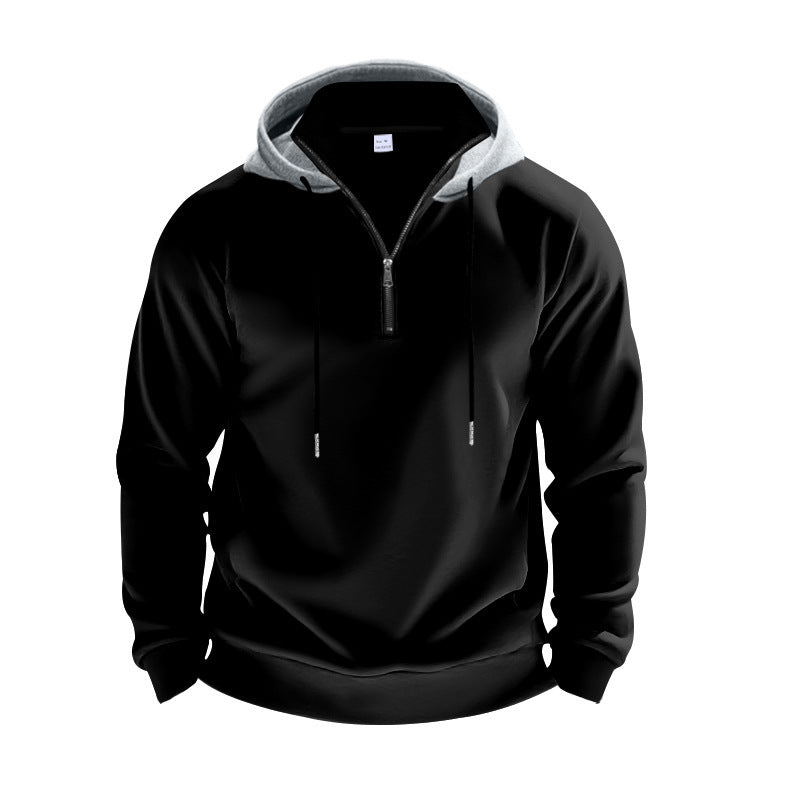 Herren Sportlicher Kapuzenpullover mit halbem Reißverschluss und atmungsaktivem Material Heidi-Mode