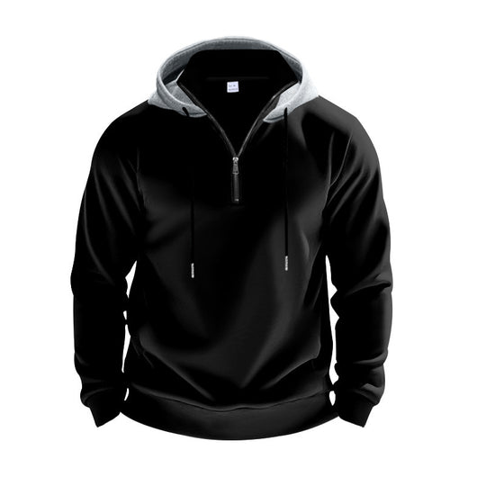 Herren Sportlicher Kapuzenpullover mit halbem Reißverschluss und atmungsaktivem Material Heidi-Mode