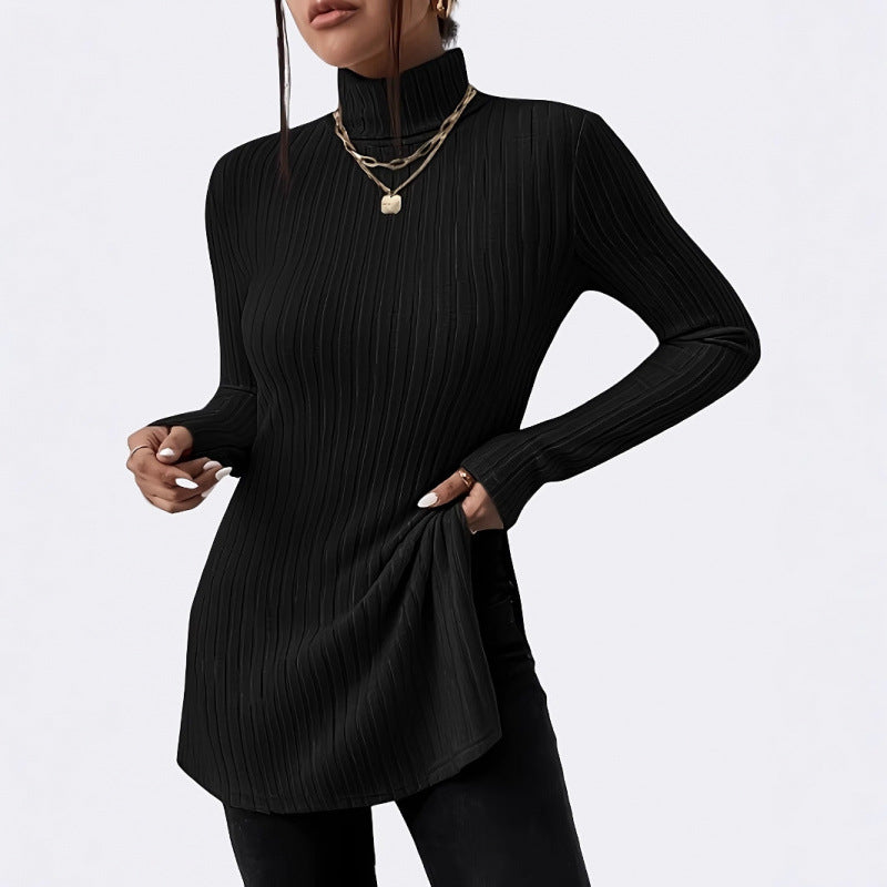 Damen Modischer Rollkragenpullover mit angesagter Rippstruktur Heidi-Mode