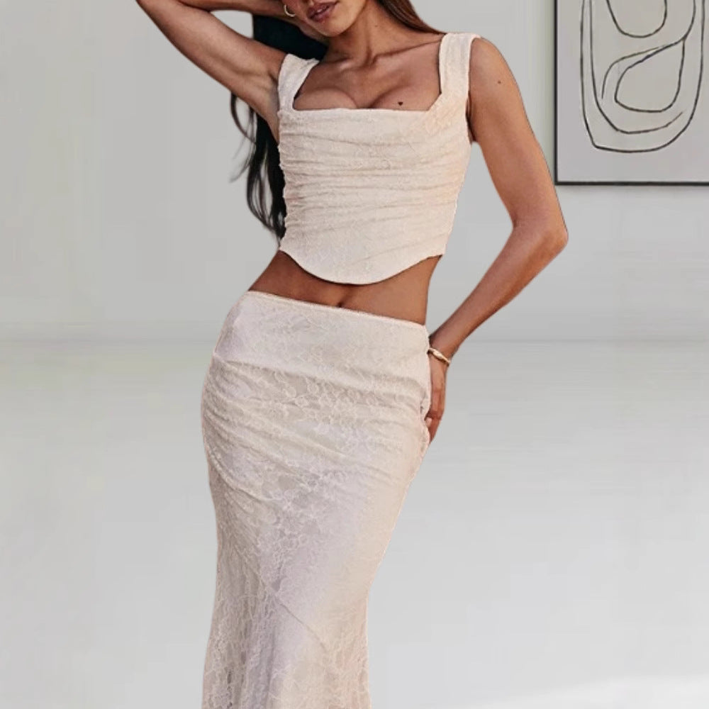 Damen Elegantes Figurbetontes Abendkleid mit Raffiniertem Drapé und Halsschmuck Heidi-Mode