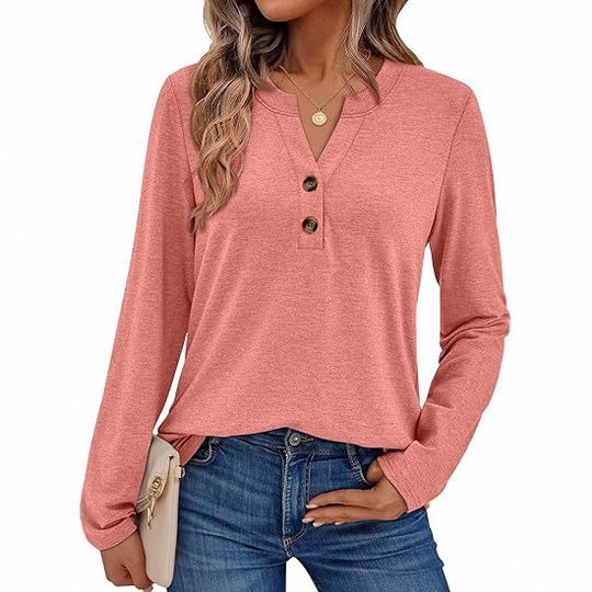 Damen Langarmshirt mit Knopfdetails Heidi-Mode