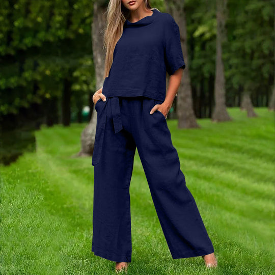 Damen lässiger Zweiteiler im minimalistischen Design Heidi-Mode