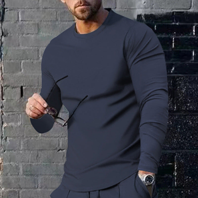 Herren hochwertiges Langarmshirt mit stylishem Rundhalsund und weicher Baumwollmischung Heidi-Mode