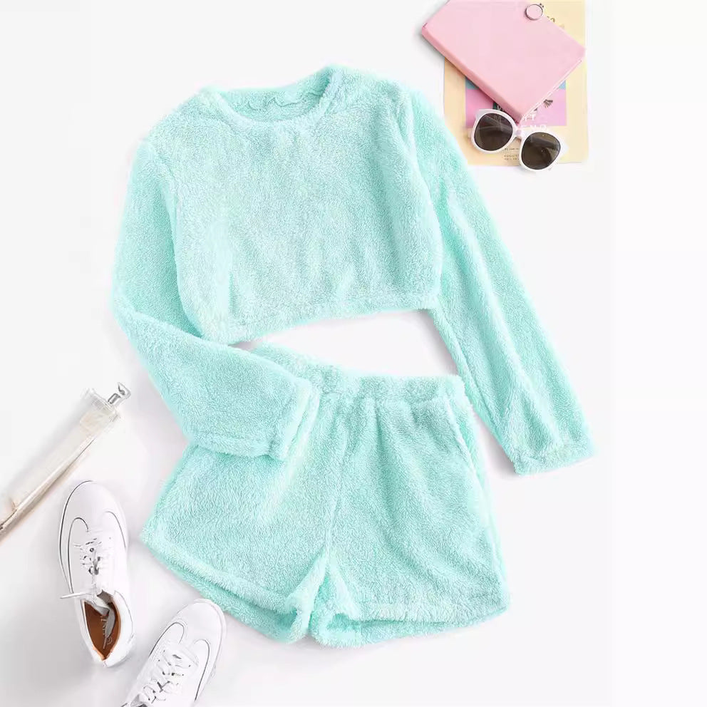 Damen Kuschelige Plüsch-Pyjama-Set Heidi-Mode