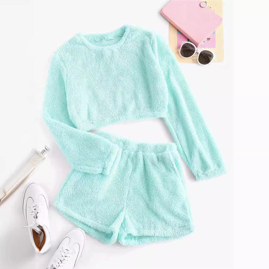 Damen Kuschelige Plüsch-Pyjama-Set Heidi-Mode