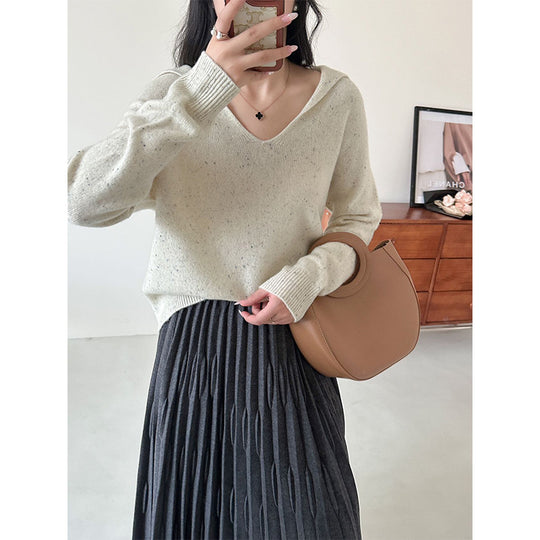 Damen Lässiger V-Ausschnitt Strickpullover Heidi-Mode