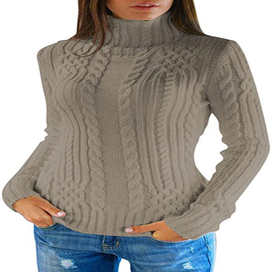Damen Pullover mit Stehkragen und strukturiertem Strickdesign Heidi-Mode