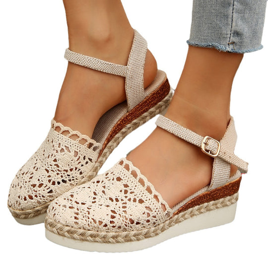 Damen Espadrilles mit elegantem Häkel-Design und komfortabler Sohle Heidi-Mode